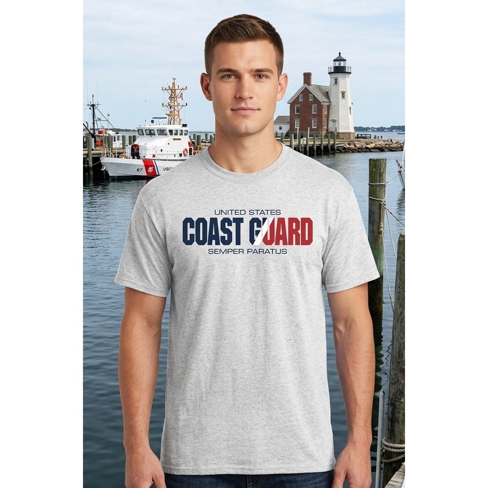 MV Sport Graphic T-Shirt Men's 2XL Gray US Coast Guard Semper Paratus Cotton